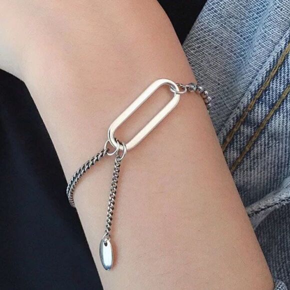 The Delicate Drop Chain and Link Bracelet in 925. - Picture 1 of 9